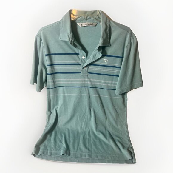 Travis Mathew Polo Shirt Mens S Blue Stripe Short Sleeve Golf         K - Picture 1 of 8